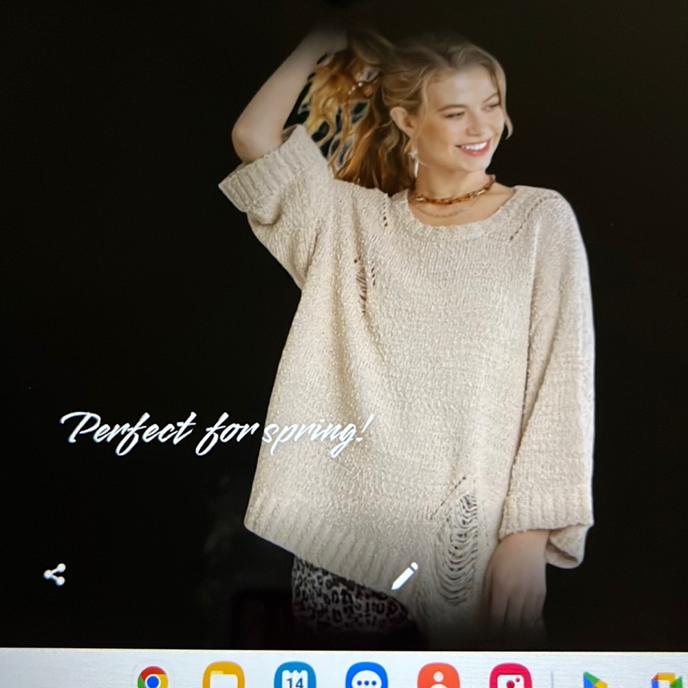 Umgee beige distressed sweater